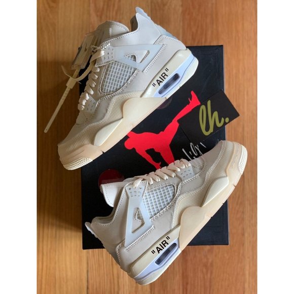 Size 6.5 W Air Jordan Off White Retro 4 "Sail" - Picture 5 of 5